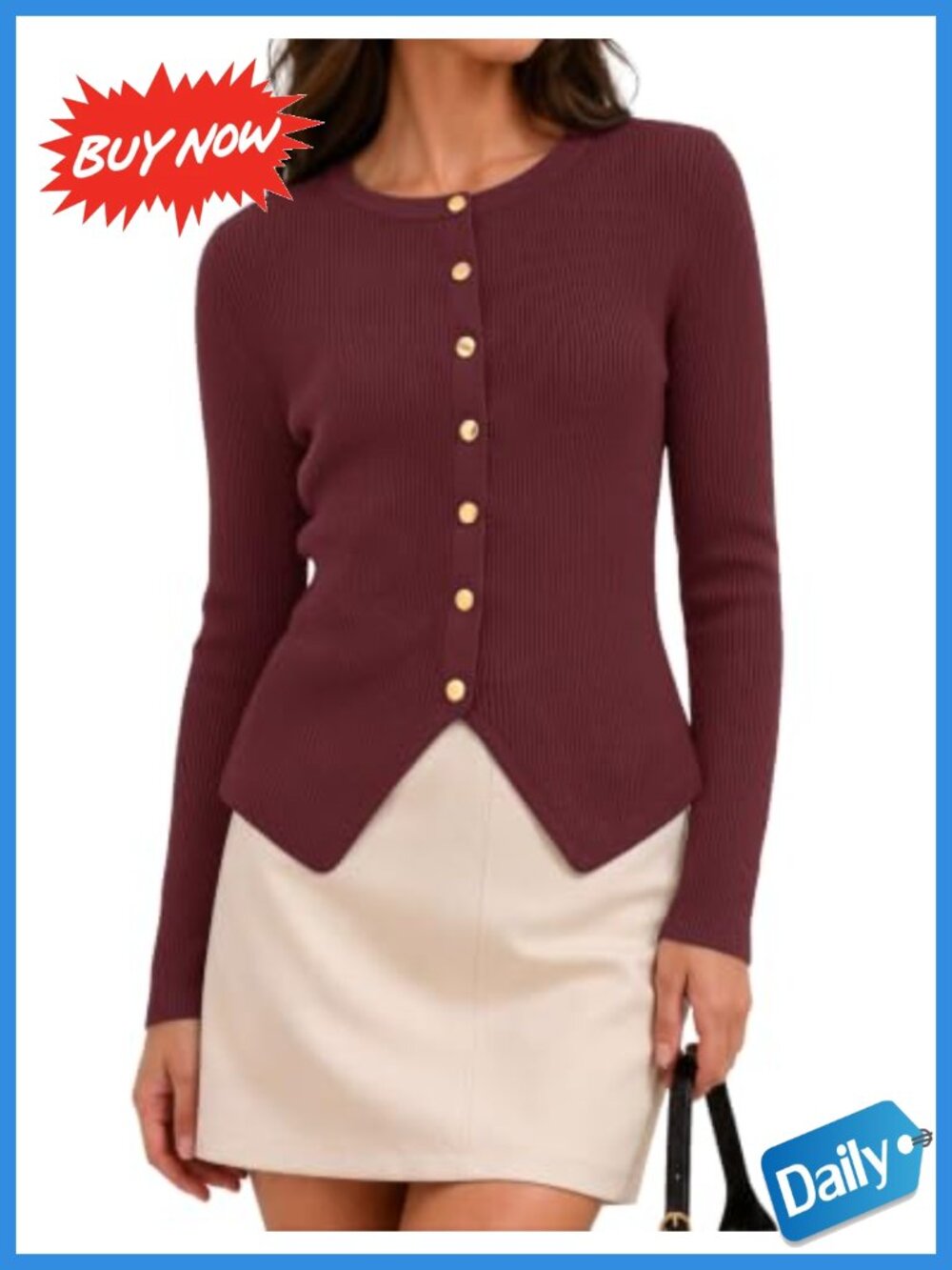 Ribbed Knit Button Down Long Sleeve Cardigan Sweater